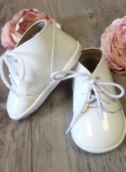 Chaussons baptême blanc verni bébé garçon