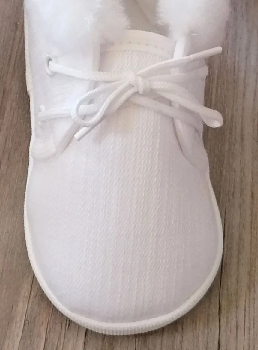 Chaussons baptême hiver bébé garçon lin fourrure