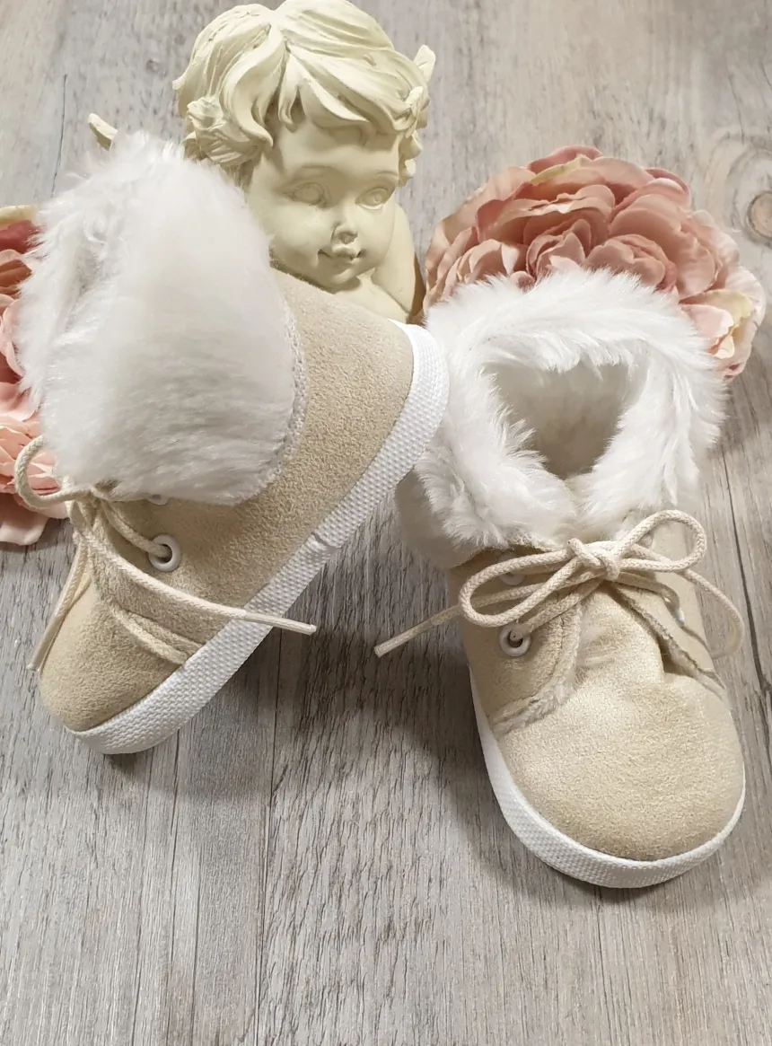 Chaussons bébé garçon nubuck Ryan fourrure lacet