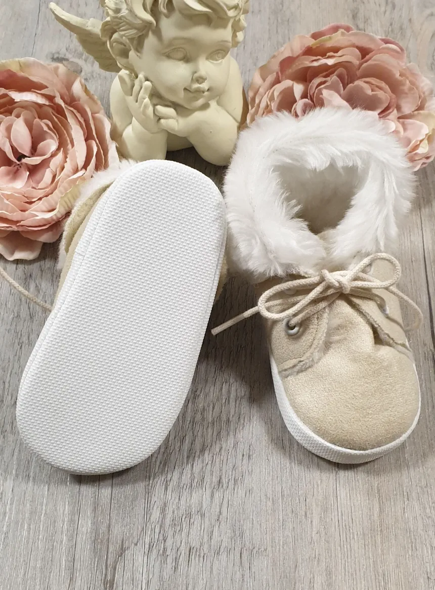 Chaussons bébé garçon nubuck Ryan fourrure lacet