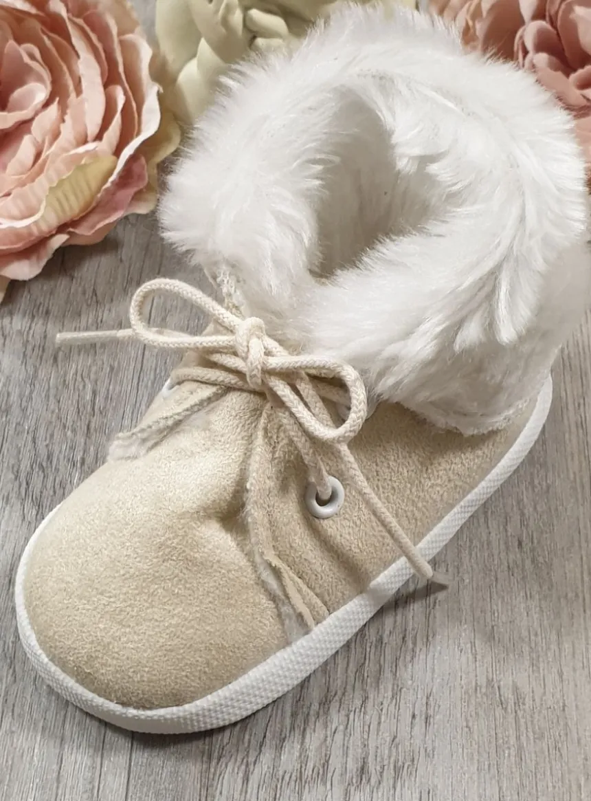 Chaussons bébé garçon nubuck Ryan fourrure lacet