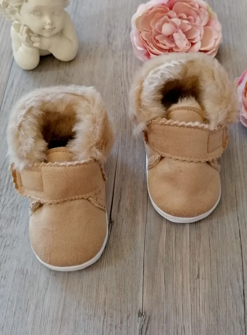 Chaussons bébé garçon nubuck Ryan fourrure velcro