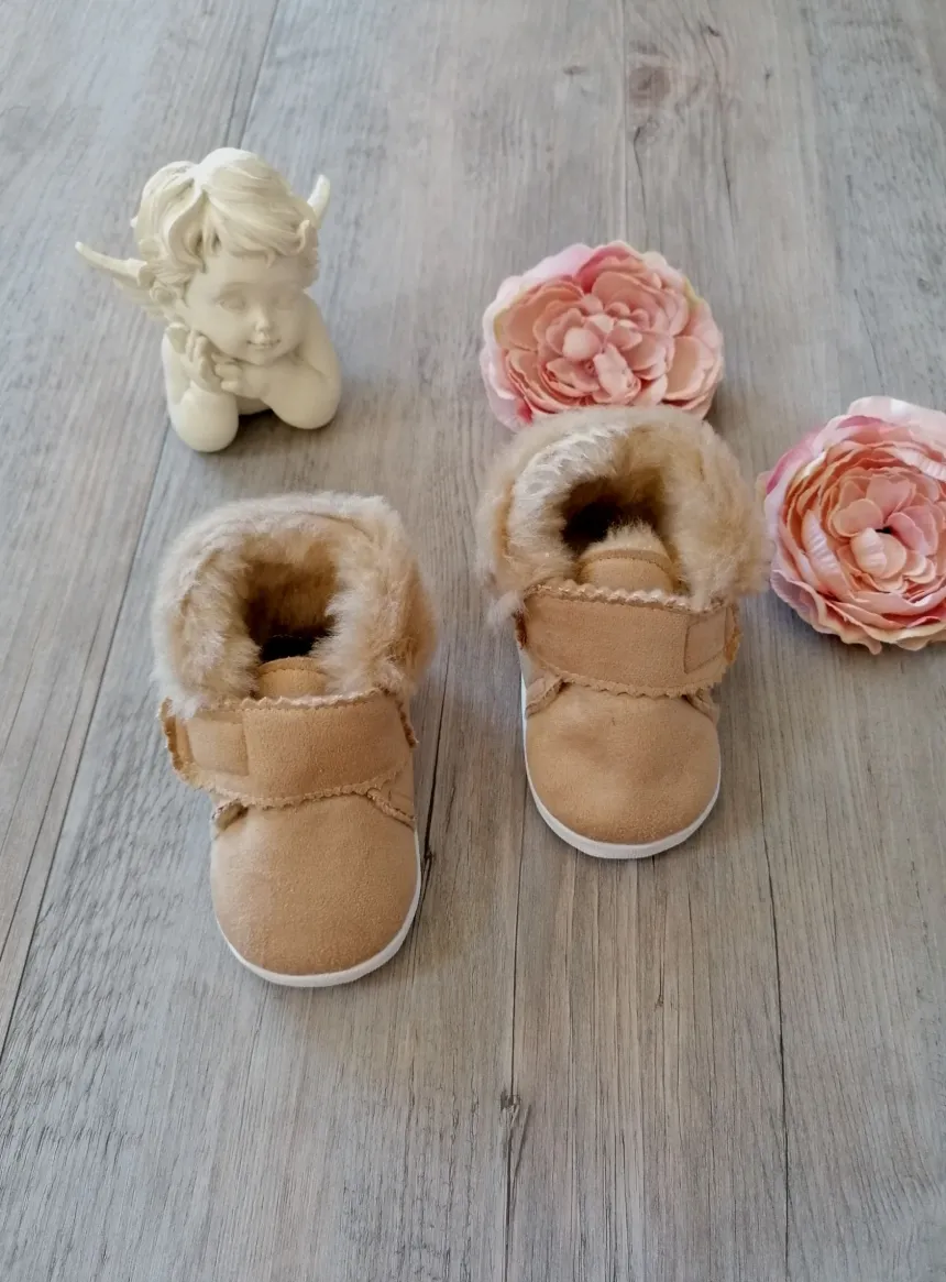 Chaussons bébé garçon nubuck Ryan fourrure velcro