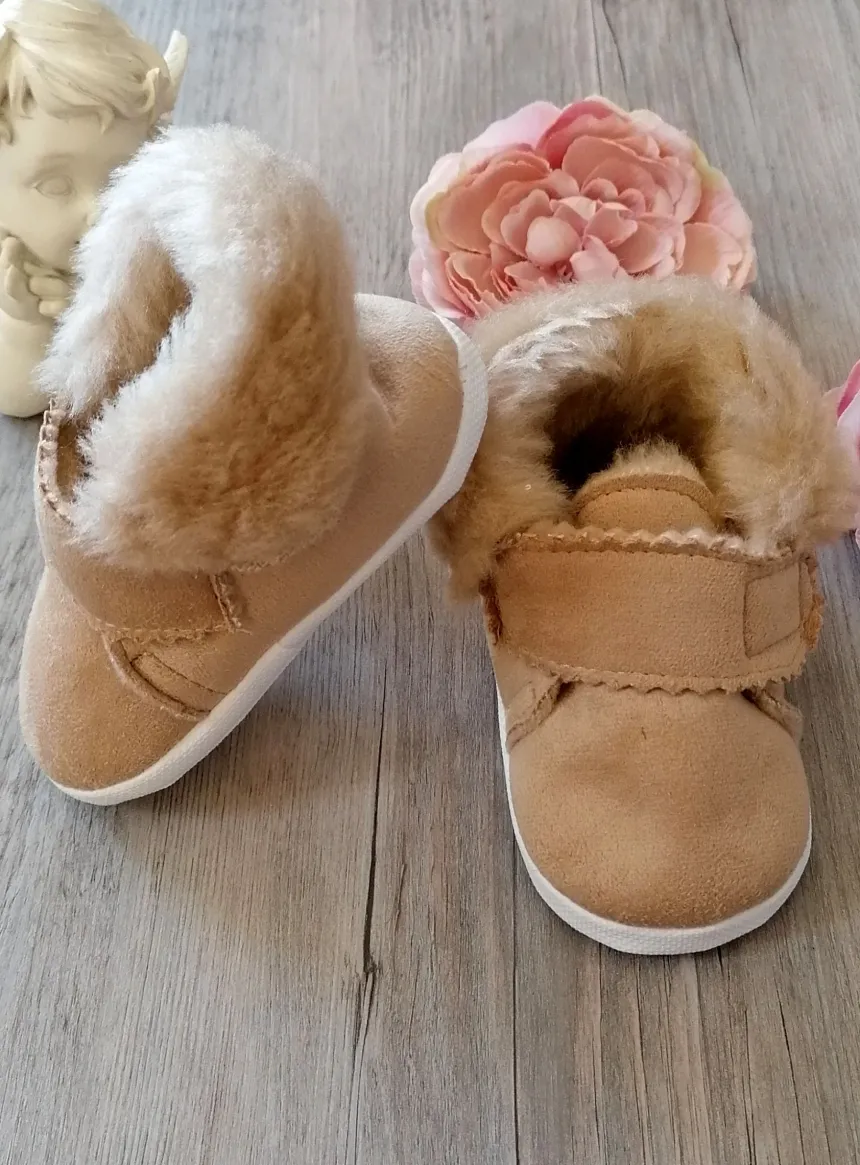 Chaussons bébé garçon nubuck Ryan fourrure velcro