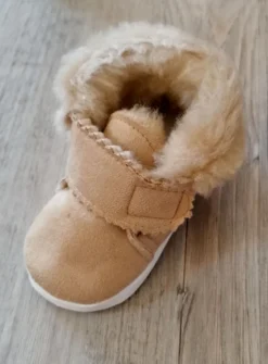 Chaussons bébé garçon nubuck Ryan fourrure velcro
