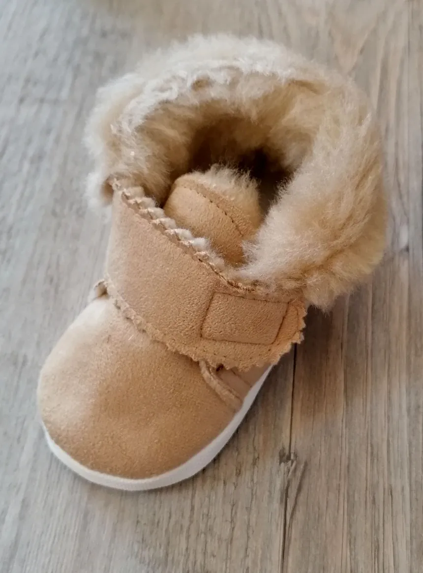 Chaussons bébé garçon nubuck Ryan fourrure velcro