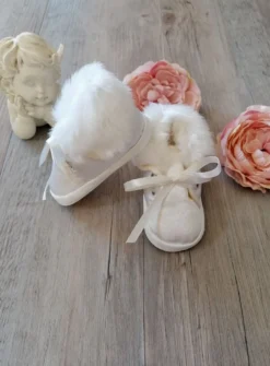 Chaussons bébé garçon satin Ryan fourrure