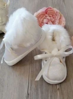 Chaussons bébé garçon satin Ryan fourrure