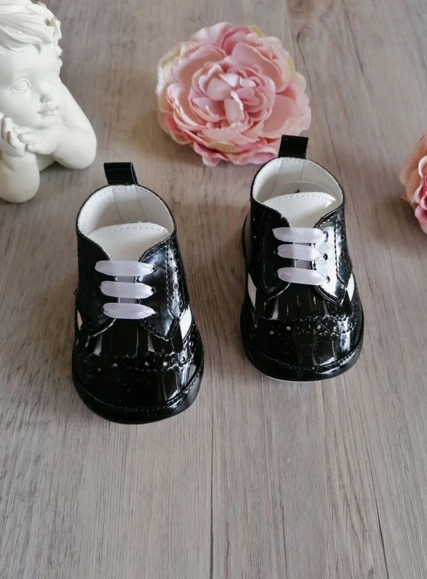 Chaussons cérémonie bébé garcon Derby bicolor