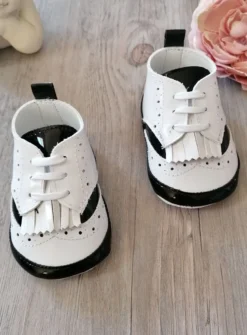Chaussons cérémonie bébé garcon Derby bicolor