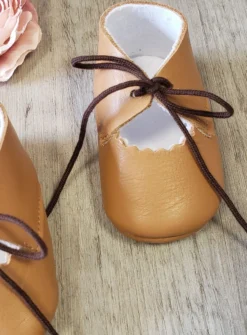 Chaussons cuir bébé fille cérémonie