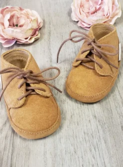 Chaussons cuir nubuck marron bébé garçon