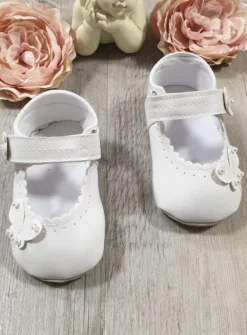 Chaussons de baptême fille Papillon
