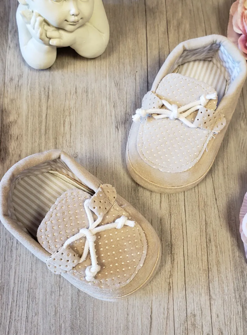 Chaussons mocassins bébé garcon beige