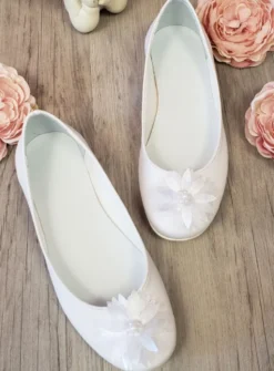 Chaussures ballerines cérémonie fille fleur tissus