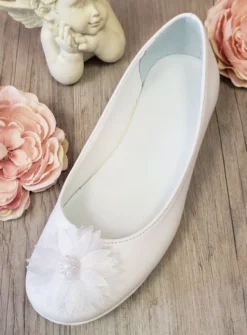 Chaussures ballerines cérémonie fille fleur tissus