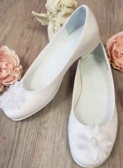 Chaussures ballerines cérémonie fille fleur tissus