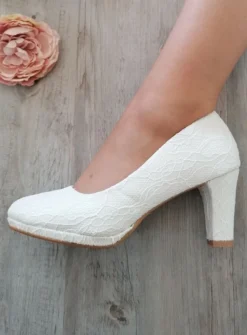 Chaussures cérémonie femme dentelle talon large