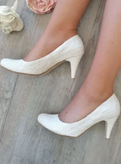 Chaussures cérémonie femme dentelle et talon Ivoire - Ecru 35