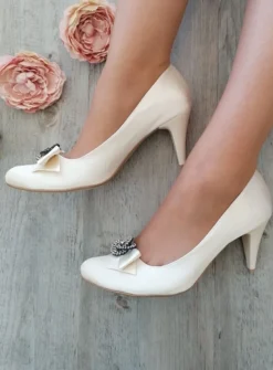 Chaussures cérémonie femme satin noeud et strass
