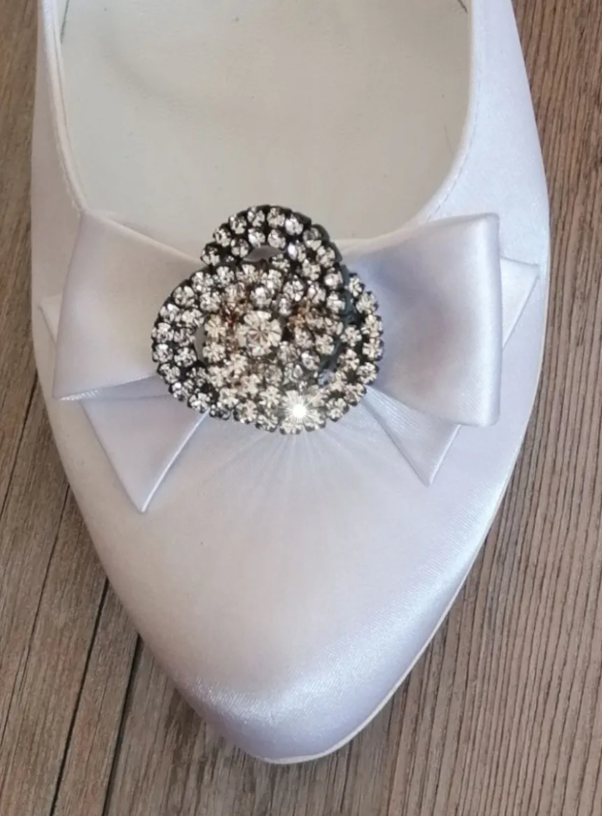 Chaussures cérémonie femme satin noeud et strass