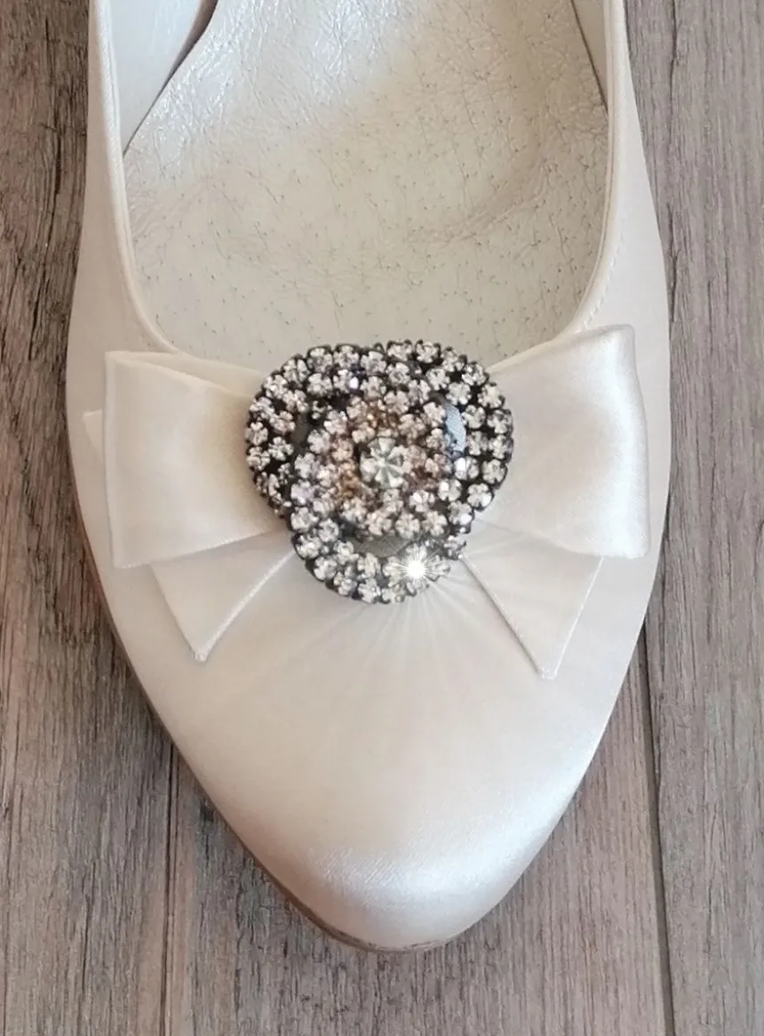 Chaussures cérémonie femme satin noeud et strass