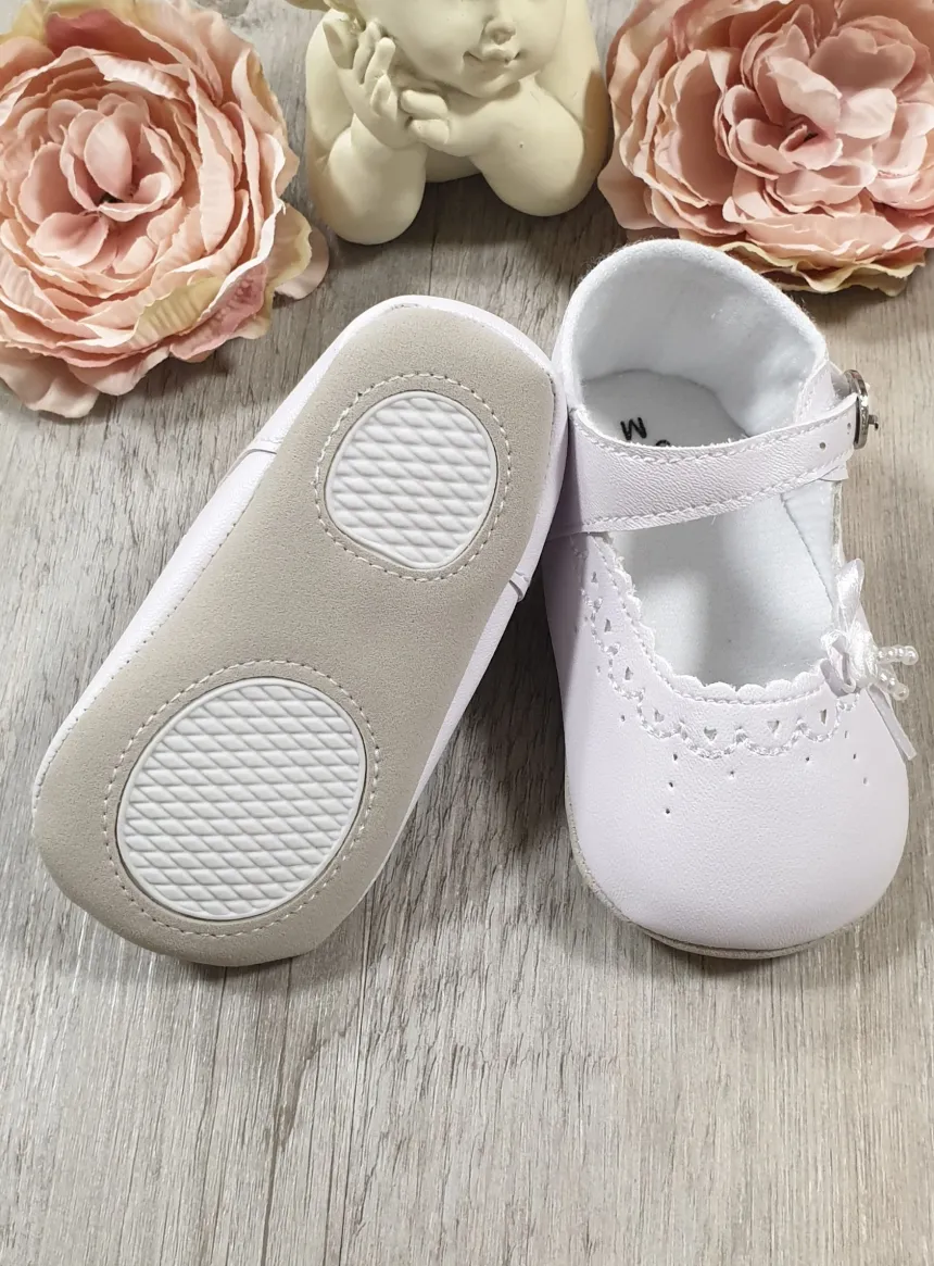 Chaussures de baptême bébé fille coeur