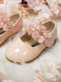 Chaussures de cérémonie fleuries petite fille
