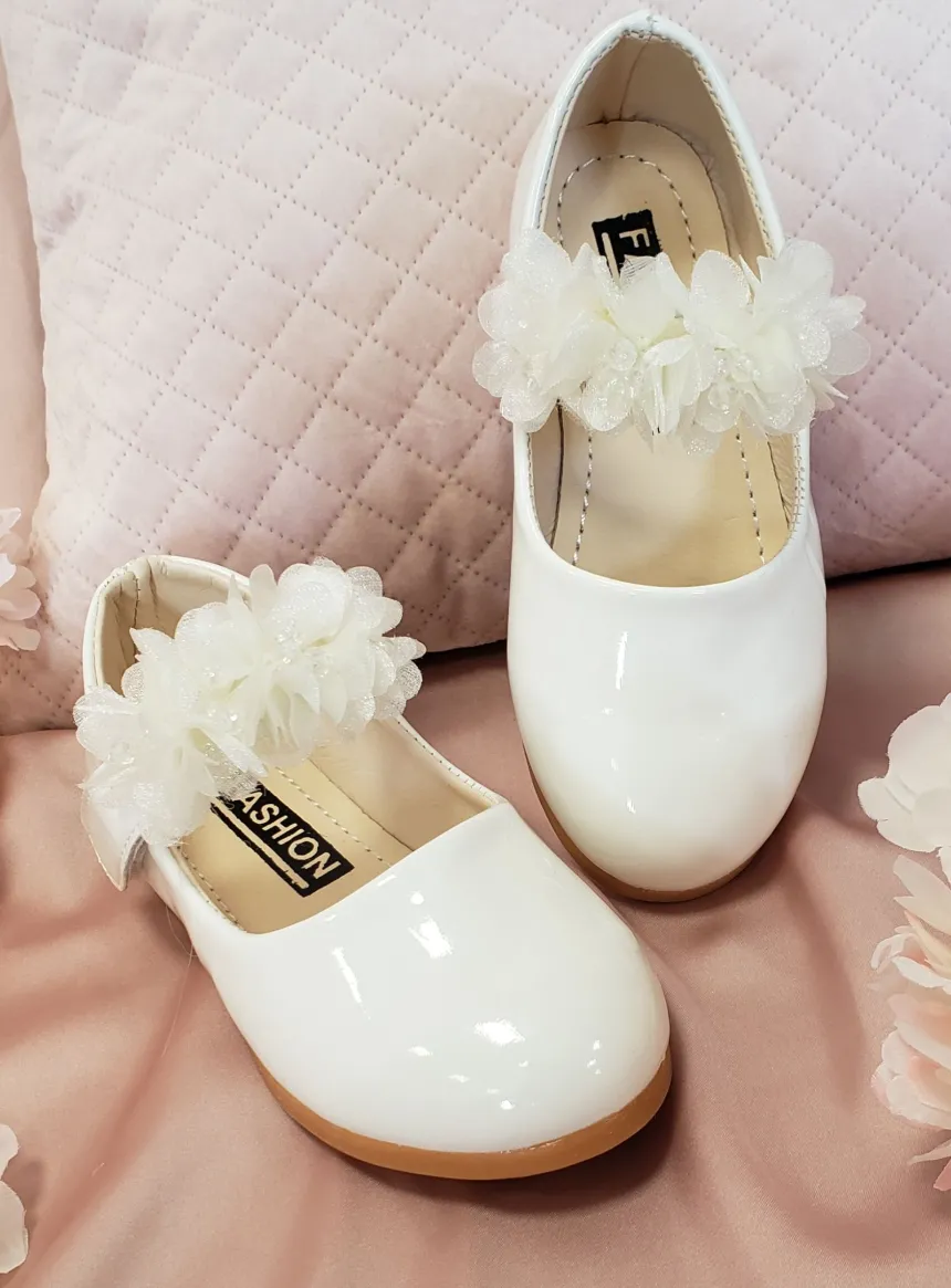Chaussures de cérémonie fleuries petite fille