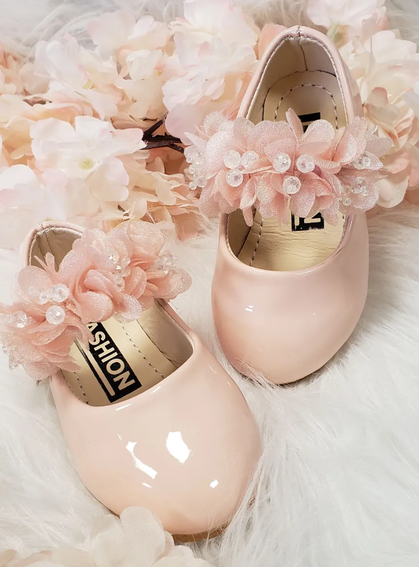 Chaussures de cérémonie fleuries petite fille
