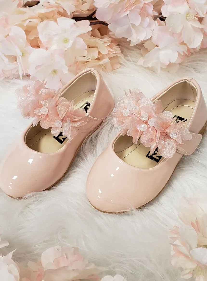 Chaussures de cérémonie fleuries petite fille