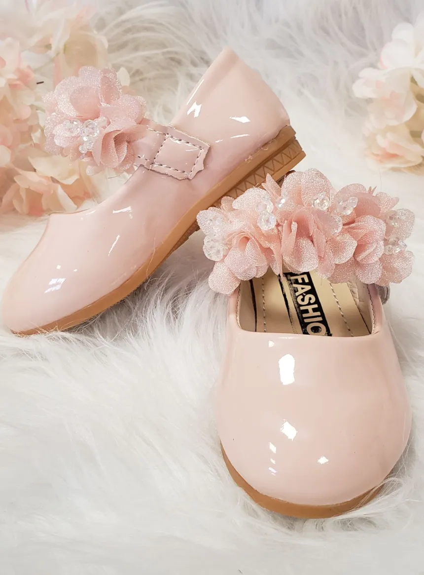 Chaussures de cérémonie fleuries petite fille