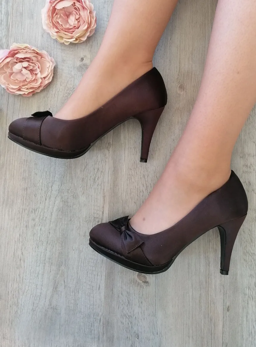 Chaussures de soirée femme satin et nœud