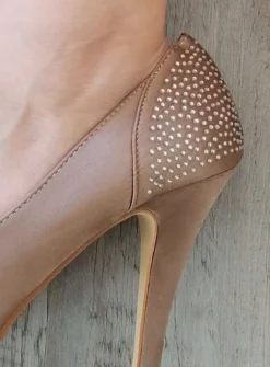 Chaussures de soirée femme satin et strass Marron 36