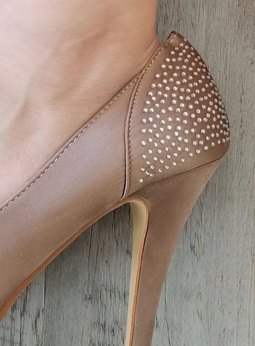 Chaussures de soirée femme satin et strass Marron 36