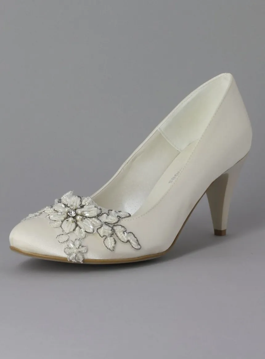 Chaussures mariage femme satin dentelles perlées