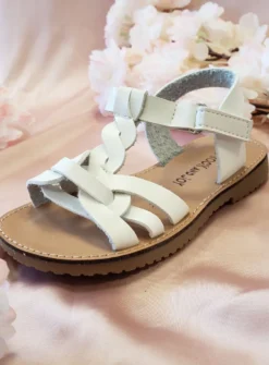 Chaussures sandales tressées fille blanche