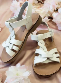 Chaussures sandales tressées fille blanche