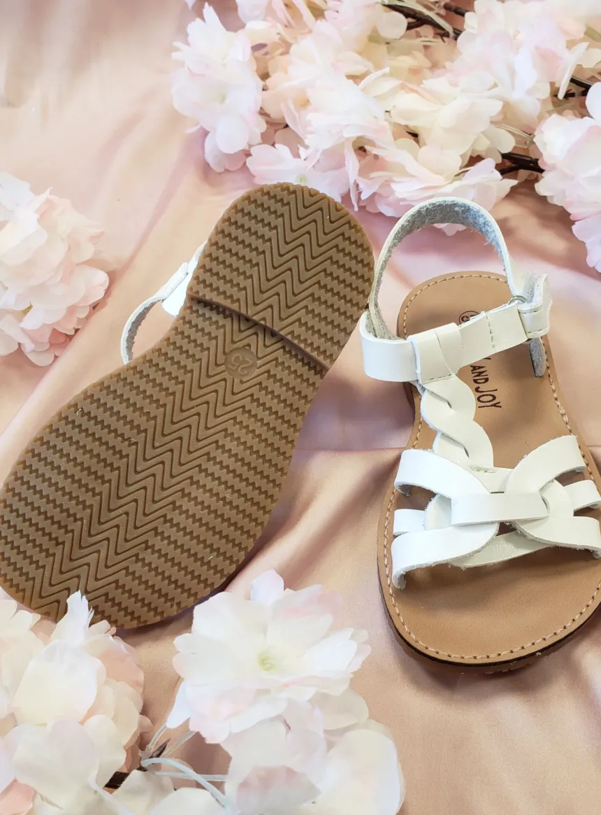 Chaussures sandales tressées fille blanche