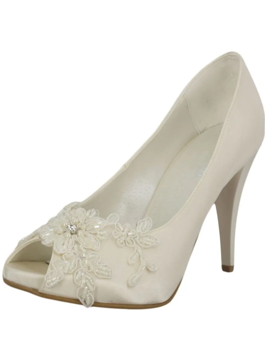 Chaussures satin mariée cérémonie femme ouverte