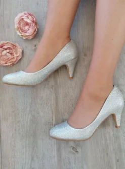 Chaussures soirée cérémonie femme scintillante petit talon