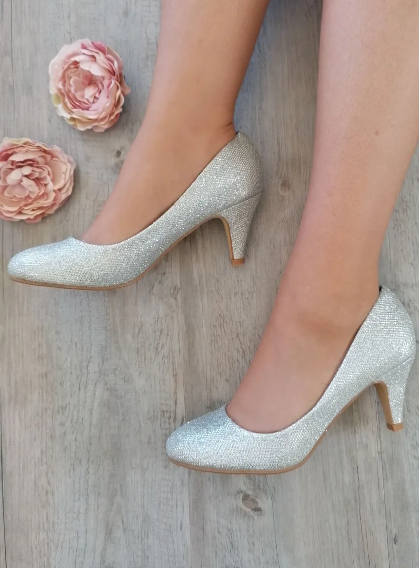 Chaussures soirée cérémonie femme scintillante petit talon