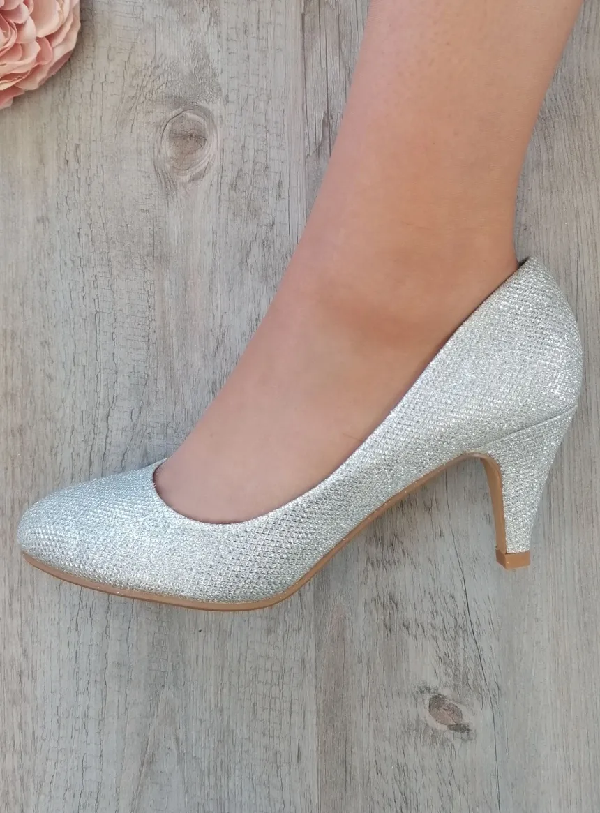 Chaussures soirée cérémonie femme scintillante petit talon