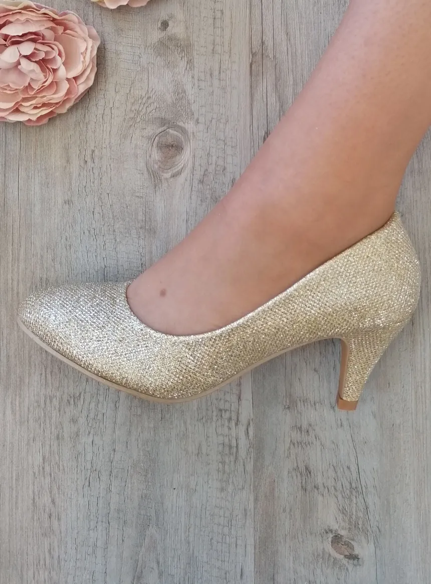 Chaussures soirée cérémonie femme scintillante petit talon