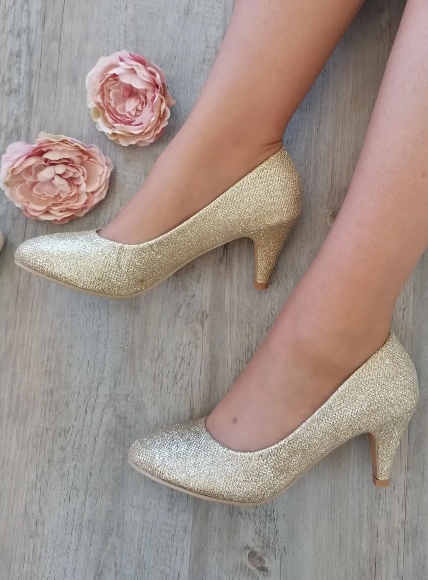 Chaussures soirée cérémonie femme scintillante petit talon