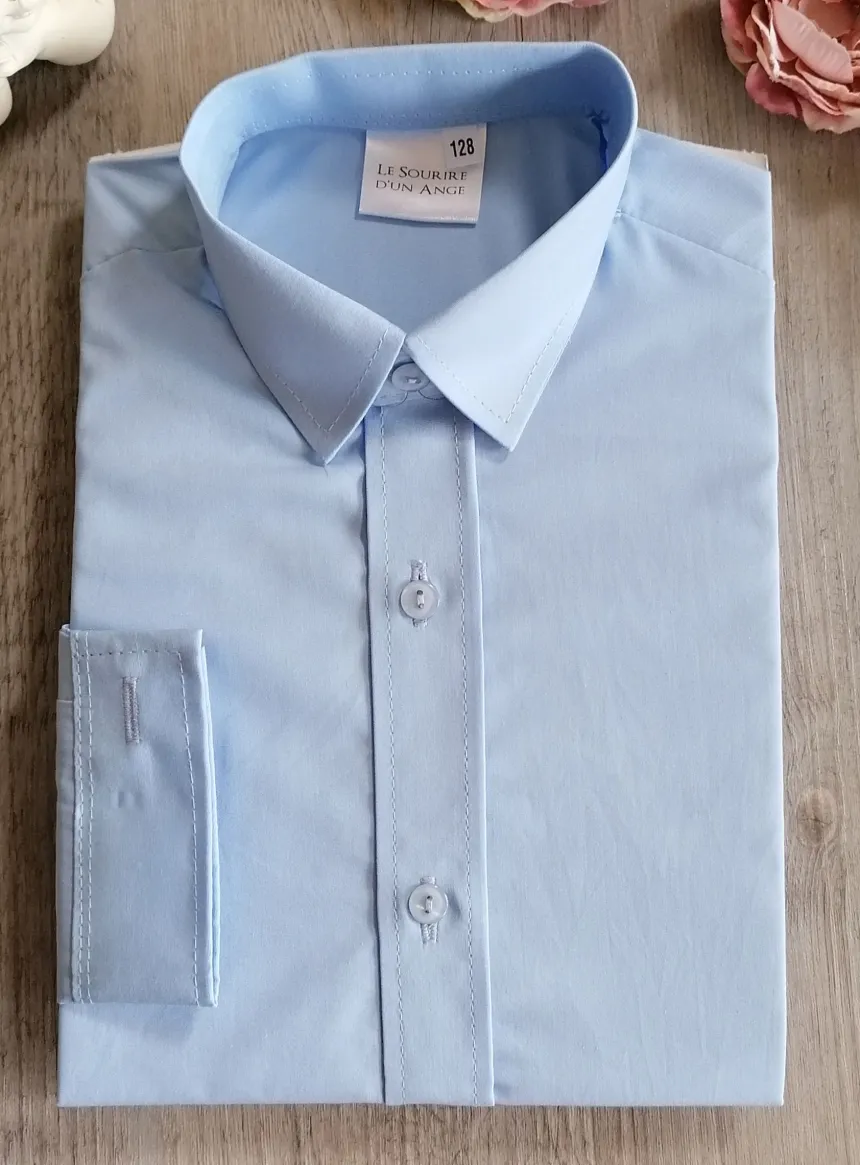 Chemise bébé garçon rose ou bleu manches longues