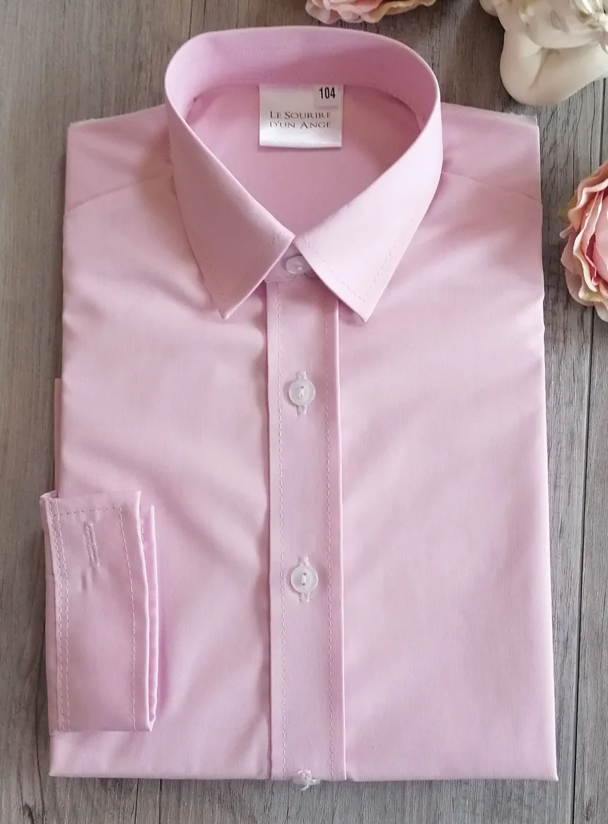 Chemise bébé garçon rose ou bleu manches longues