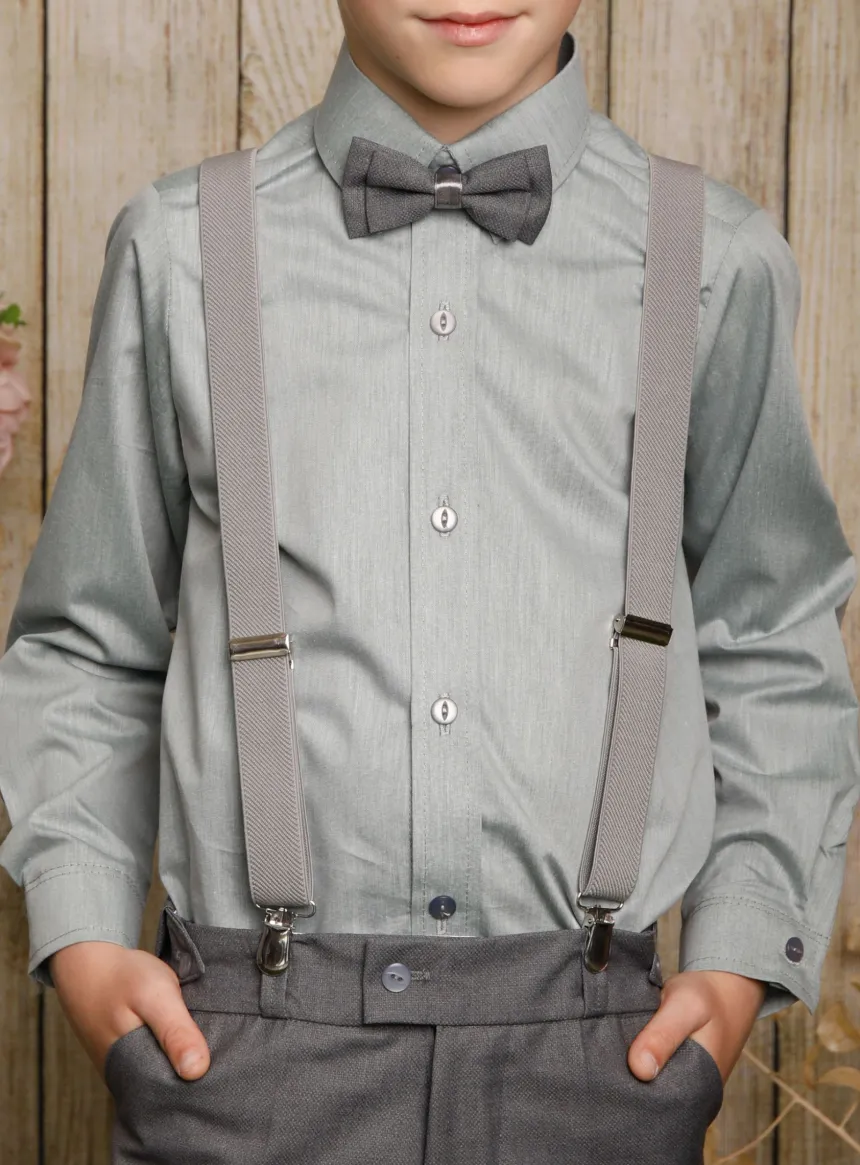 Chemise de cérémonie verte sauge garçon ML