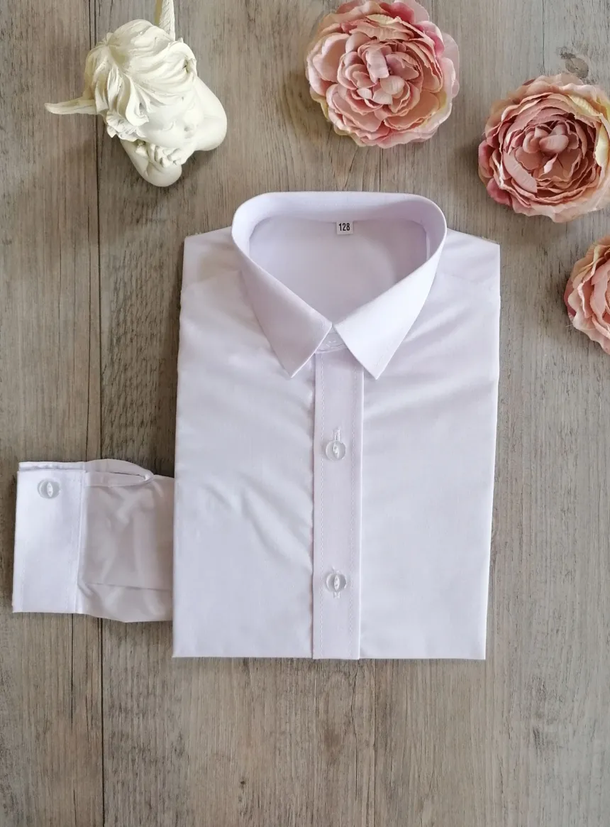 Chemise enfant blanche ou ivoire manches longues