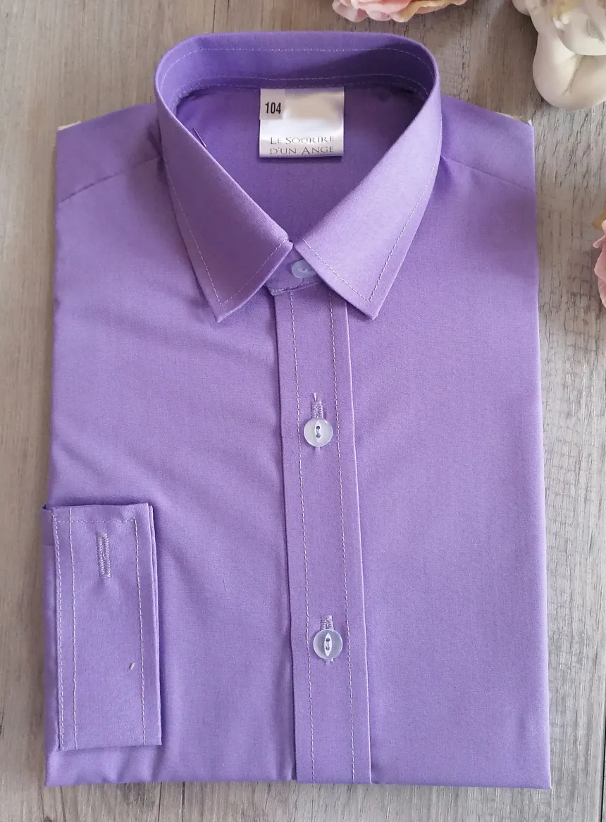 Chemise enfant habillée couleur manches longues